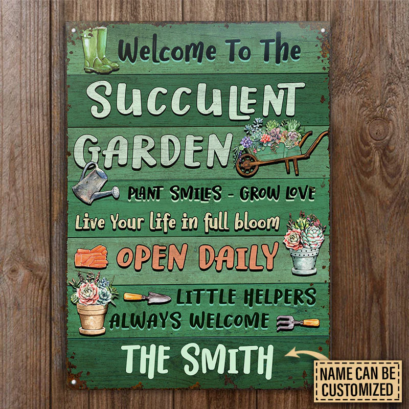 Succulent Garden Plant Smiles Love Custom Classic Metal Signs