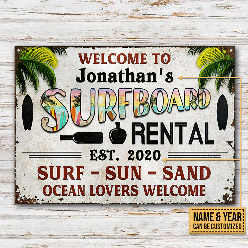 Surf Shack Surf Sun Sand Beach Custom Classic Metal Signs , Surf Shack Decoration