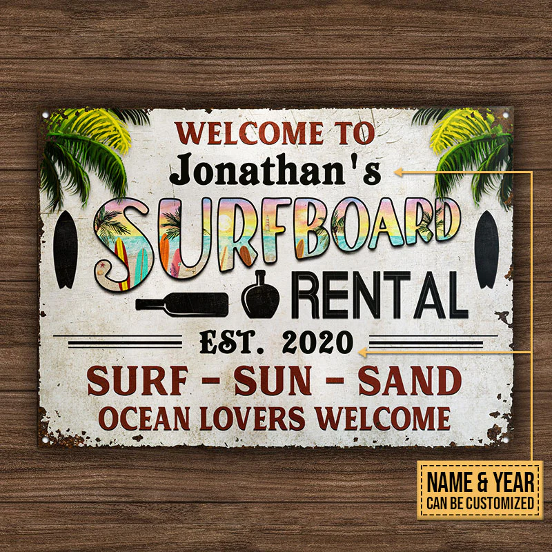 Surf Shack Surf Sun Sand Beach Custom Classic Metal Signs , Surf Shack Decoration