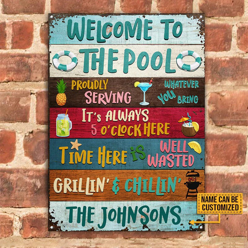 Swimming Pool Proudly Serving Grillin' Custom Classic Metal Signs