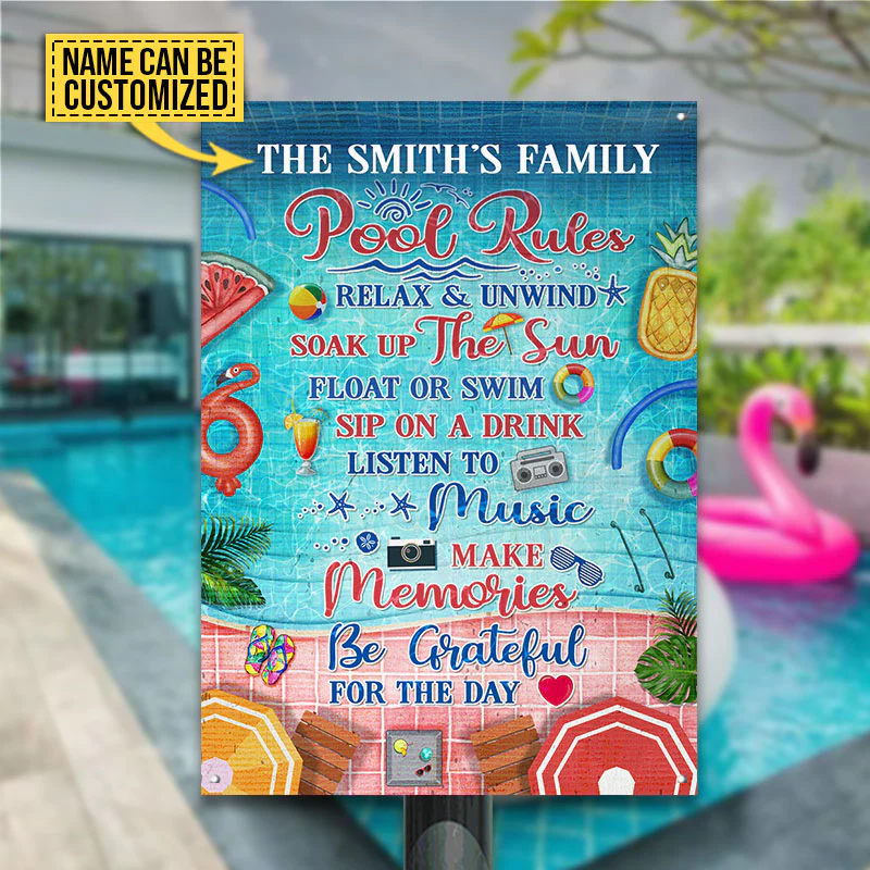 Swimming Pool Rules Relax And Unwind Custom Classic Metal Signs