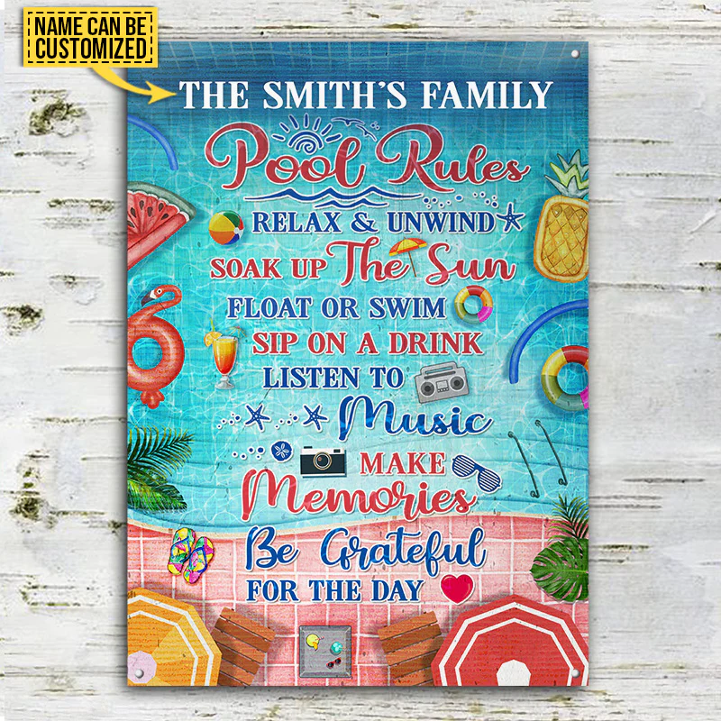 Swimming Pool Rules Relax And Unwind Custom Classic Metal Signs