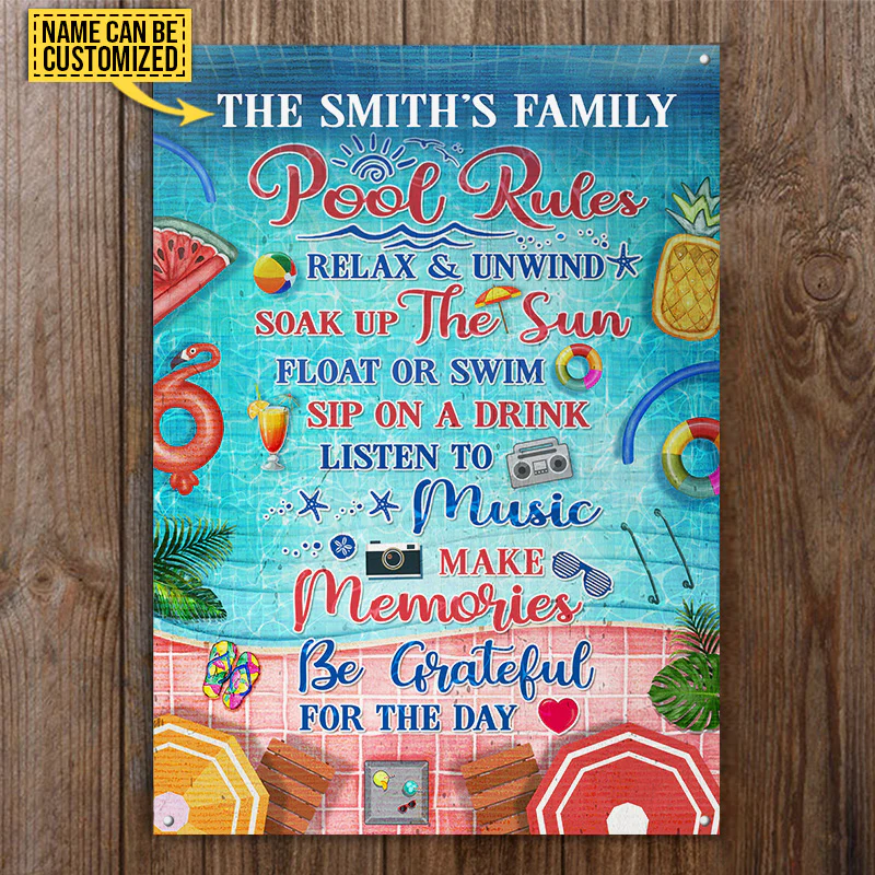 Swimming Pool Rules Relax And Unwind Custom Classic Metal Signs