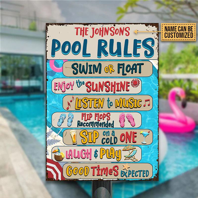 Pool Rles Swimming Pool Rules Sip On Cold One Custom Classic Metal Signs, Pool D ...