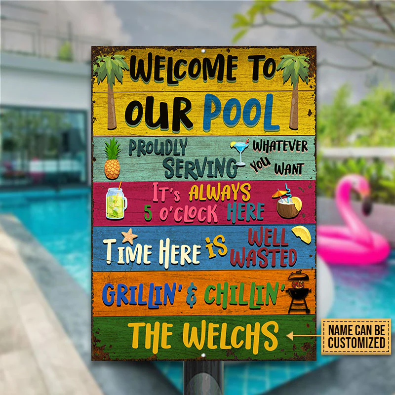 Swimming Pool Whatever You Want Custom Classic Metal Signs, Pool Decor, Outdoor Decorating Ideas