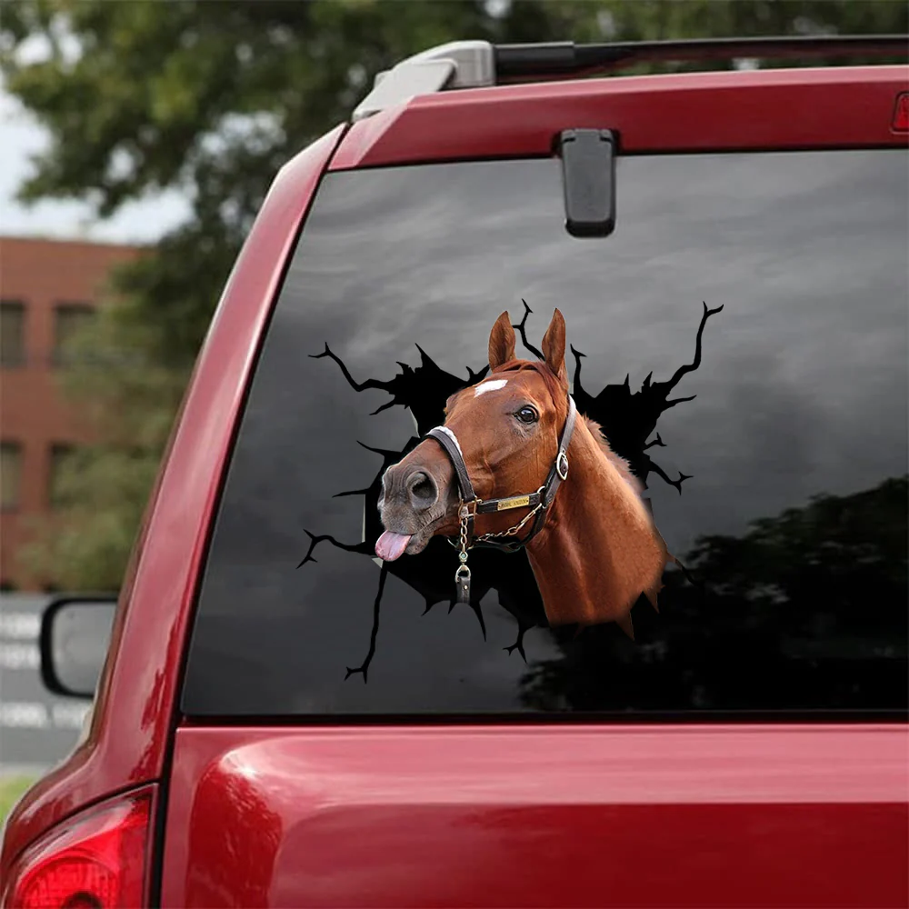 Décalcomanies de fissure de cheval pur-sang pour les murs adorables décalcomanies de voiture boîte-cadeau de Noël