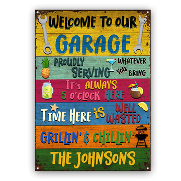 Willkommen in unserer Garage – personalisierte, individuelle, klassische Metallschilder