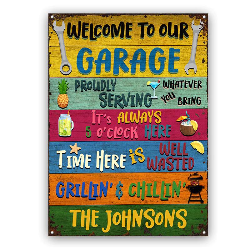 Willkommen in unserer Garage – personalisierte, individuelle, klassische Metallschilder