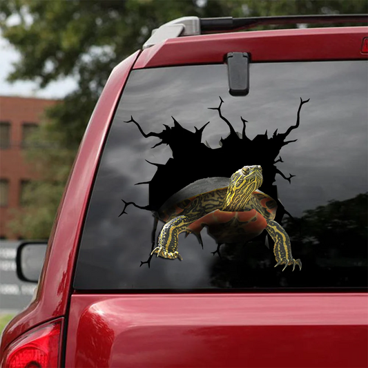 Western Painted Turtle Crack Decal Sticker Car Lovely Waterproof Stickers Christmas Ideas 2021